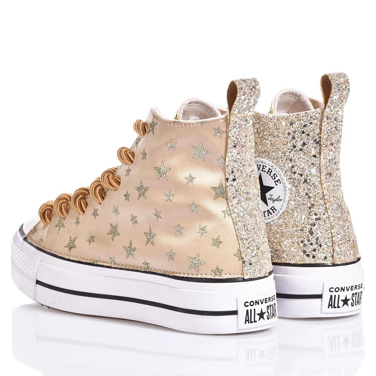 Sneakers da Donna Converse Platform Glitter Star Champagne
