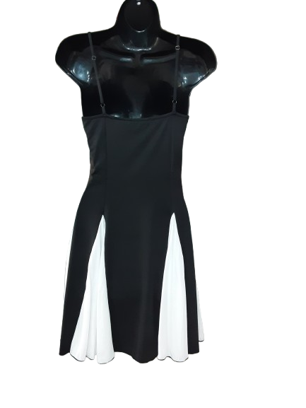Abito corto Bianco e Nero, Elegante con Spalline, Aderente
