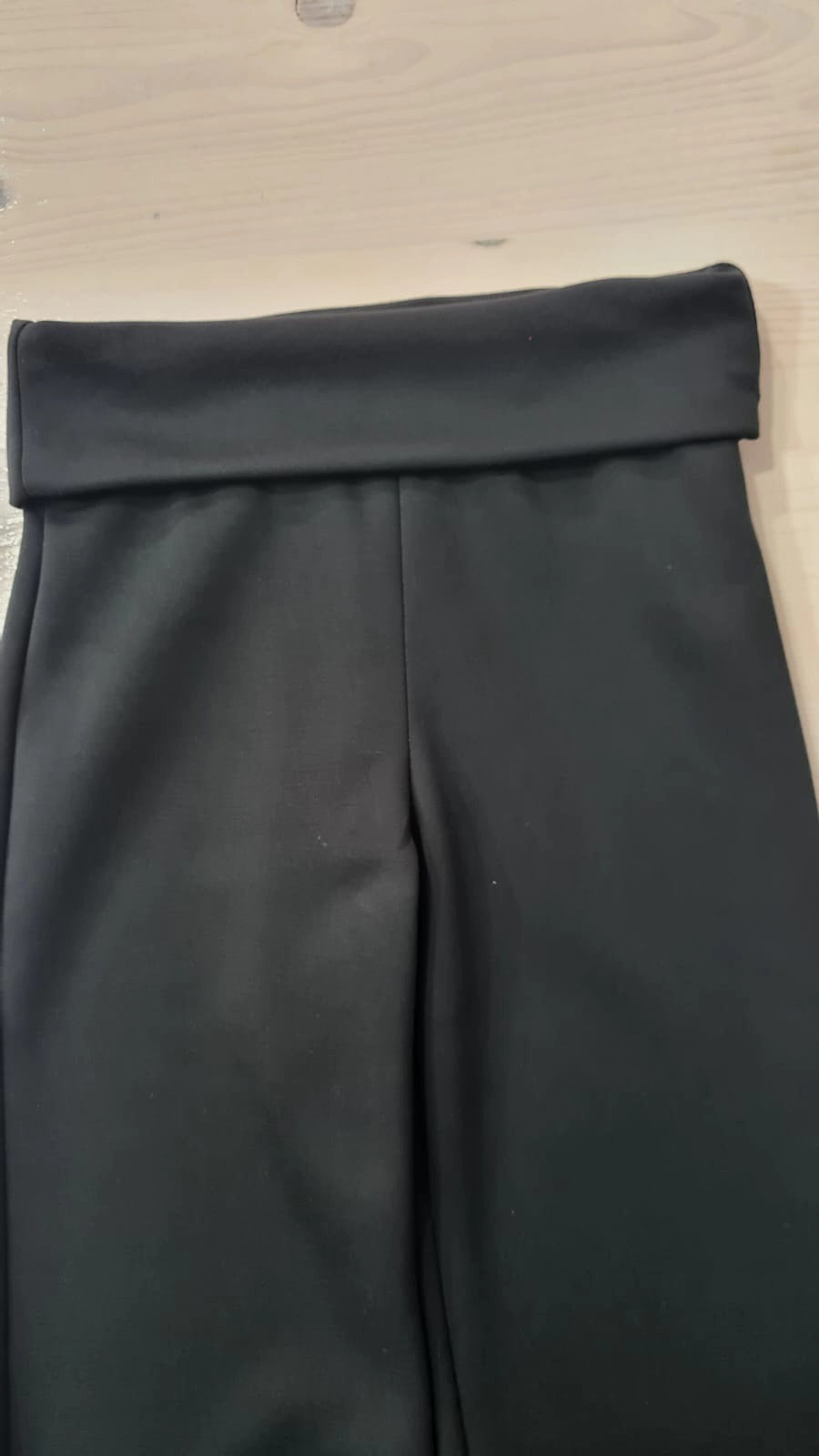 Pantaloni Neri Eleganti Donna Vita Alta a Gamba Larga/ Made in ITALY