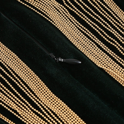 Abito Elegante con Frange Metalliche per Donna - Vestito da Sera Lungo con Maniche Lunghe e Scollo a V