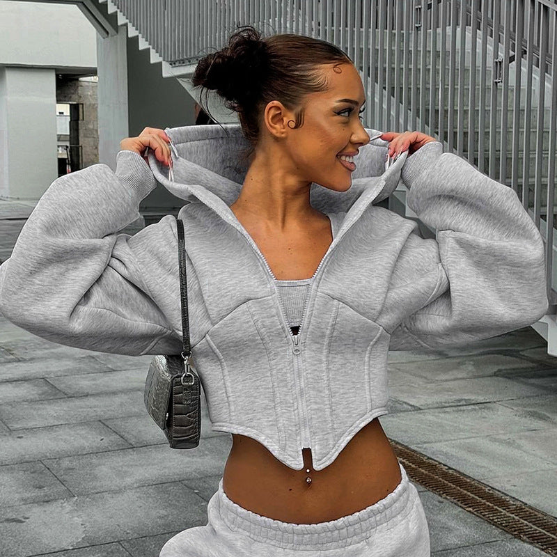 Giacca da donna con Cappuccio e Zip a Maniche Lunghe Moderno e  Casual