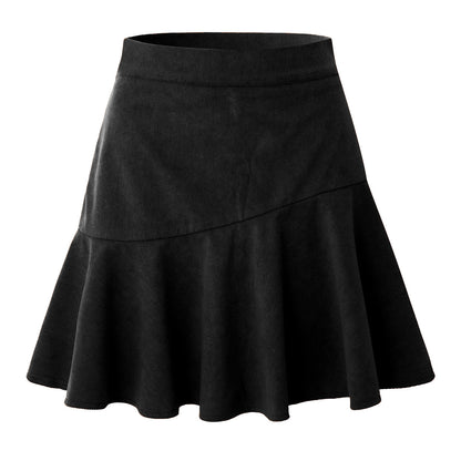 Gonna Piegata a Vita Alta per Donna in Corduroy