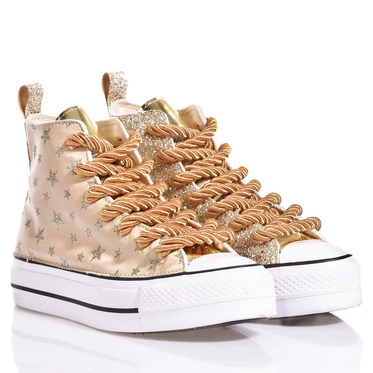Sneakers da Donna Converse Platform Glitter Star Champagne