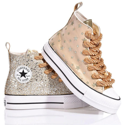 Sneakers da Donna Converse Platform Glitter Star Champagne