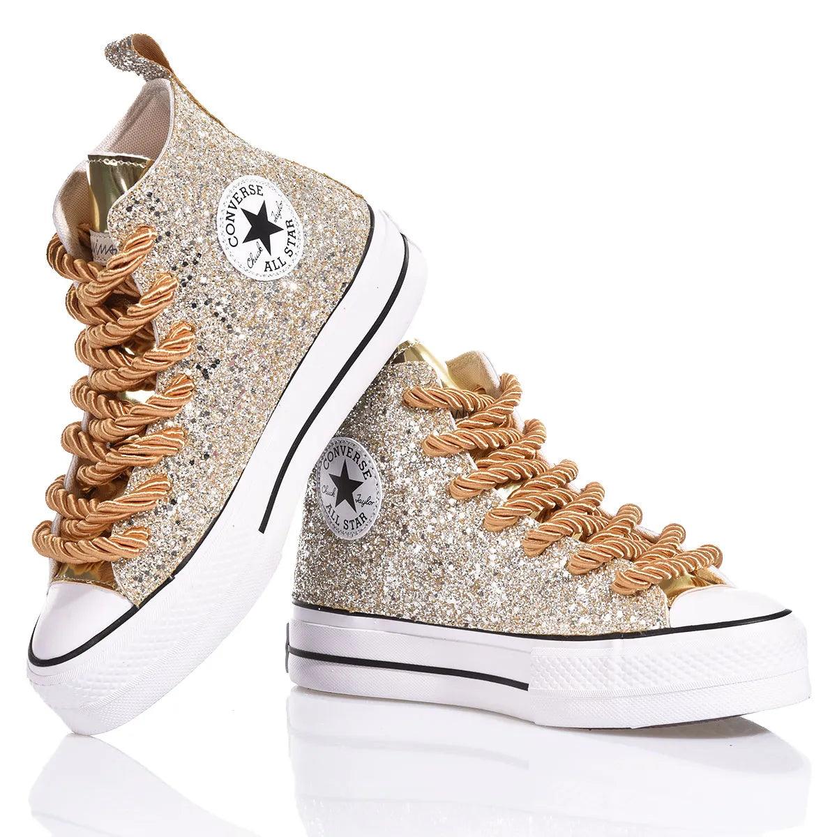Sneakers da Donna Converse Platform Glitter Star Champagne