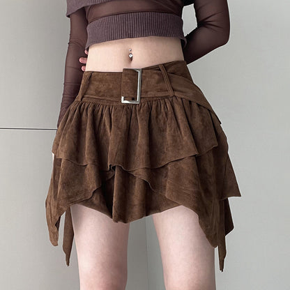 Gonna corta stile retrò a più strati con design asimmetrico