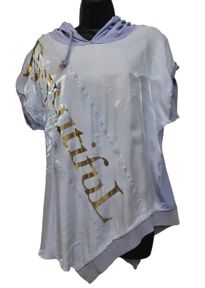 Maglietta Viola Asimetrica Maniche Corte Elegante e Casual Made in ITALY