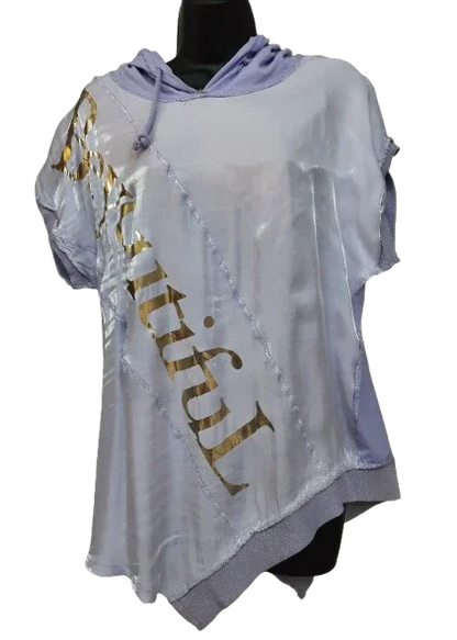 Maglietta Viola Asimetrica Maniche Corte Elegante e Casual Made in ITALY
