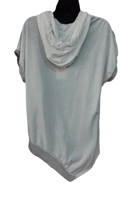 Maglietta Bianca da Donna con Cappuccio Design Asimmetrico Made in ITALY