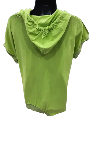 Maglietta da donna Verde con Cappuccio Maniche corte Asimmetrica/ Made in ITALY