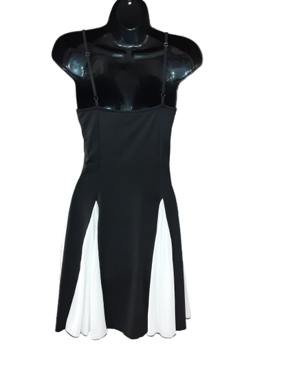 Abito corto Bianco e Nero, Elegante con Spalline, Aderente