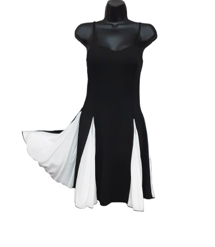 Abito corto Bianco e Nero, Elegante con Spalline, Aderente