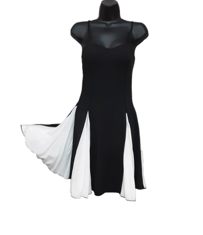 Abito corto Bianco e Nero, Elegante con Spalline, Aderente