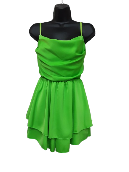 Abito Corto Verde con Spalline/Assimetrico/Elegante e Comodo