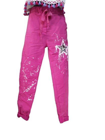 Pantaloni Donna Eleganti con Stella Argentata Nera | Made IN ITALY