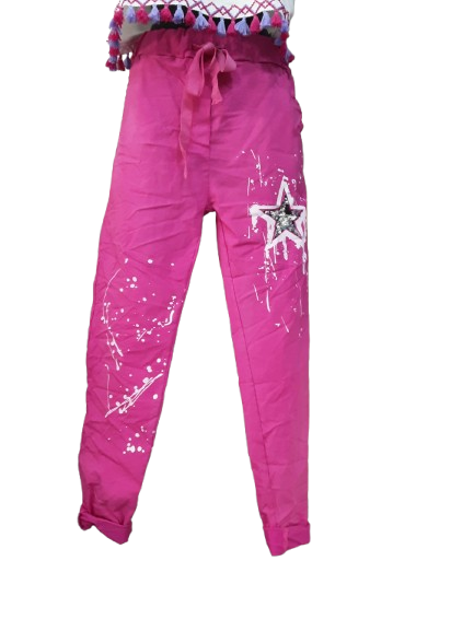 Pantaloni Donna Eleganti con Stella Argentata Nera | Made IN ITALY