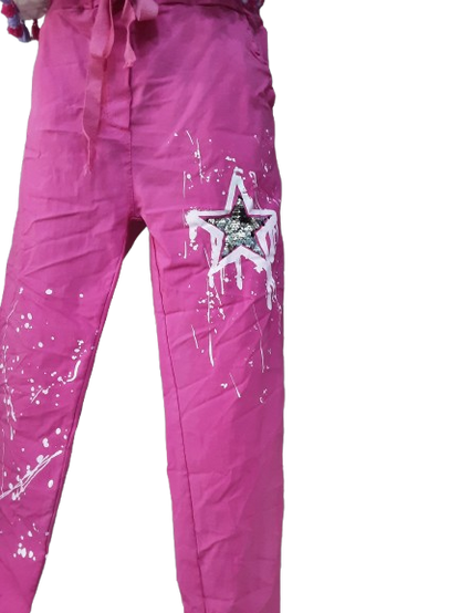 Pantaloni Donna Eleganti con Stella Argentata Nera | Made IN ITALY