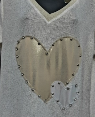 Maglietta da Donna Bianca con Cuore Dorato – Raffinata e Versatile Made in Italy