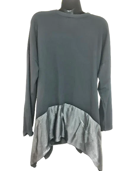 Tunica Nera Asimetrica Satinata Elegante e Casual Made in ITALY