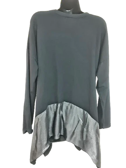 Tunica Nera Asimetrica Satinata Elegante e Casual Made in ITALY