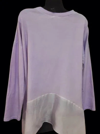 Tunica Viola Elegante e Casual Donna Manica Lunga Asimmetrica Made in ITALY