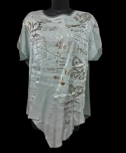 Camicetta Donna Verde Chiaro Elegante Asimmetrica| Made in ITALY
