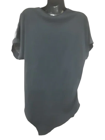 Camicetta Donna, Nera, Elegante Maniche Corte Asimmetrica Motivi dorati|Made in ITALY
