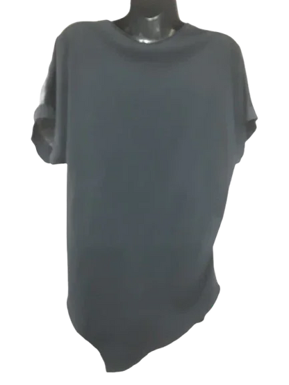 Camicetta Donna, Nera, Elegante Maniche Corte Asimmetrica Motivi dorati|Made in ITALY