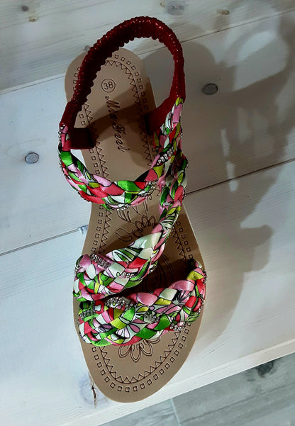Sandali Donna con Zeppa – Comodi Eleganti e Colorati, Dominanza Rossa