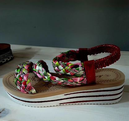 Sandali Donna con Zeppa – Comodi Eleganti e Colorati, Dominanza Rossa