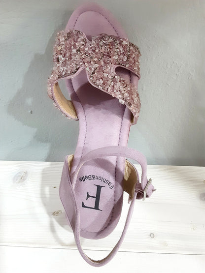 Sandali Alti con Zeppa Viola Donna – Eleganti Comode con Dettagli Gioiello