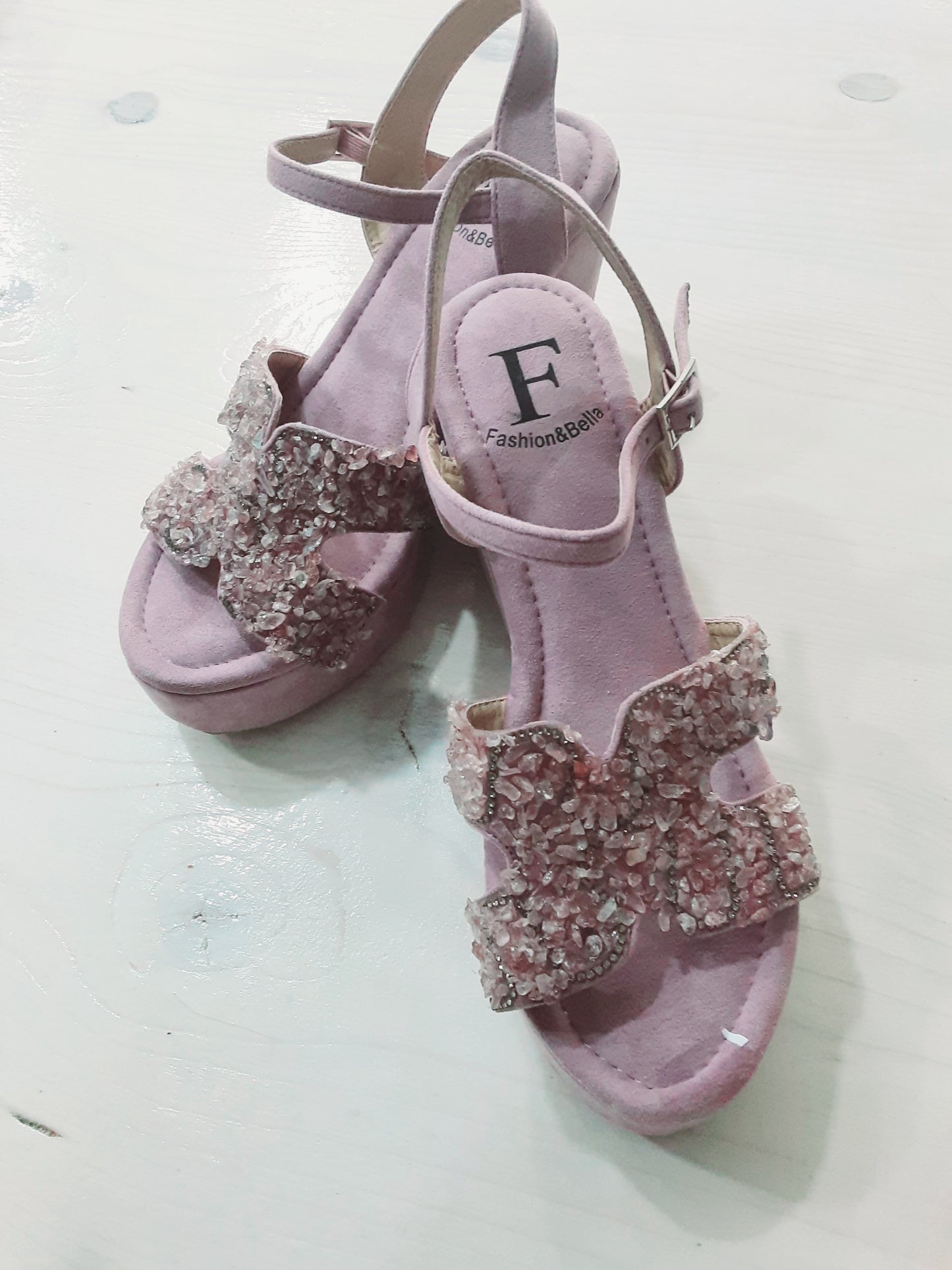 Sandali Alti con Zeppa Viola Donna – Eleganti Comode con Dettagli Gioiello