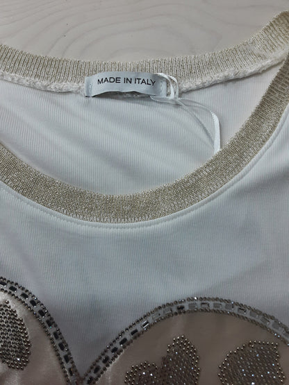 Maglietta Bianca con Cuore Dorato – Raffinata e Versatile |Made in Italy