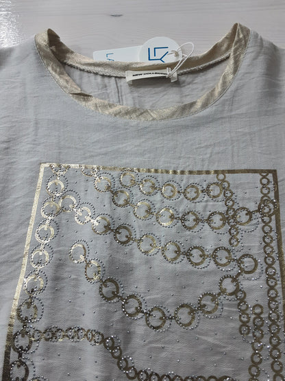 Maglietta  Elegante Beige con Stampa Dorata – Manica Corta|Made in Italy