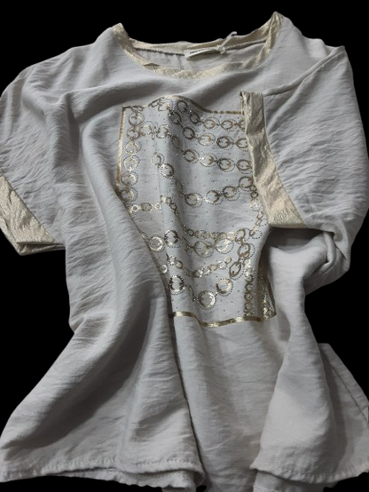 Maglietta  Elegante Beige con Stampa Dorata – Manica Corta|Made in Italy