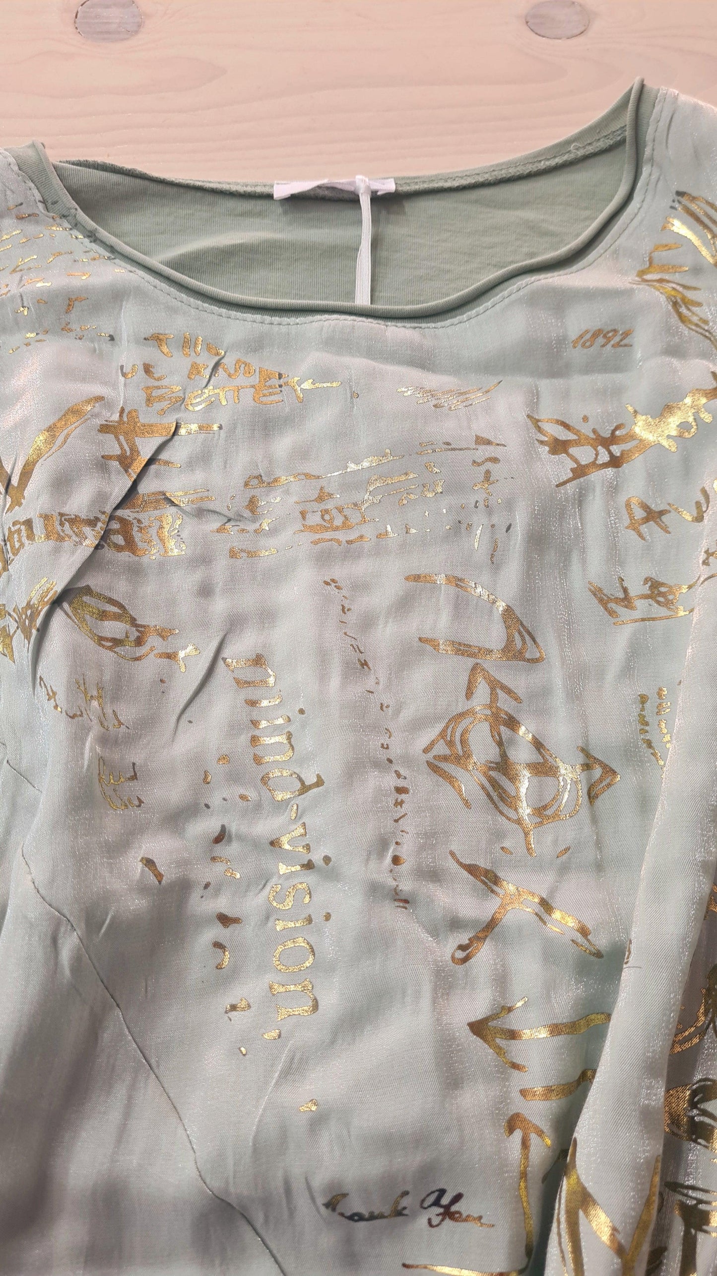 Camicetta Donna Verde Chiaro Elegante Asimmetrica| Made in ITALY