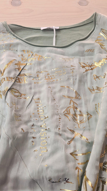Camicetta Donna Verde Chiaro Elegante Asimmetrica| Made in ITALY