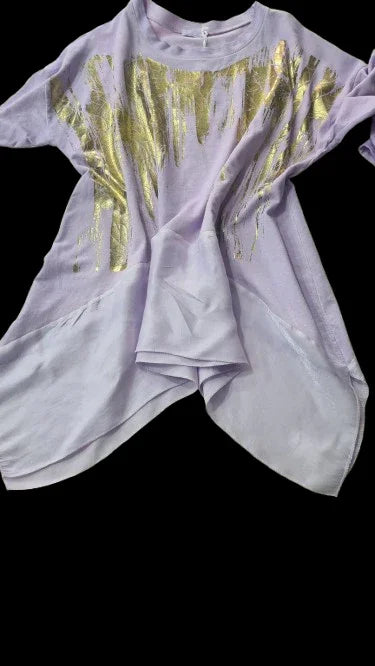 Tunica Viola Elegante e Casual Donna Manica Lunga Asimmetrica Made in ITALY