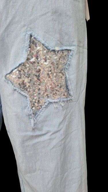Pantalone da Donna Blu con Ornamento Lusso|Made in ITALY