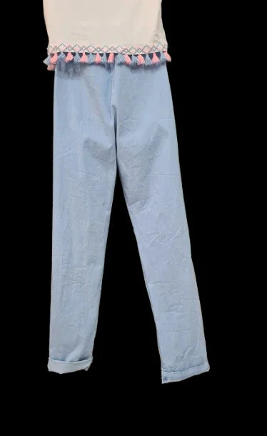 Pantalone da Donna Blu con Ornamento Lusso|Made in ITALY