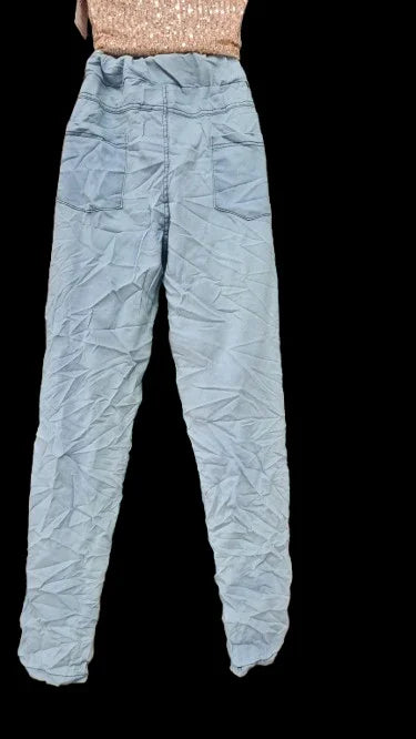 Pantaloni Donna Blu con Dettaglio Oro e Argento | Eleganti & Chic|Made in ITALY