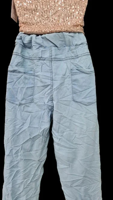 Pantaloni Donna Blu con Dettaglio Oro e Argento | Eleganti & Chic|Made in ITALY