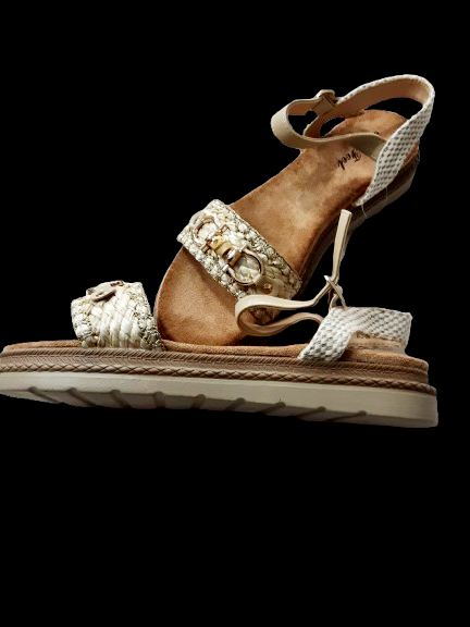 Sandali da Donna Beige Eleganti con Zeppa e Cinturino