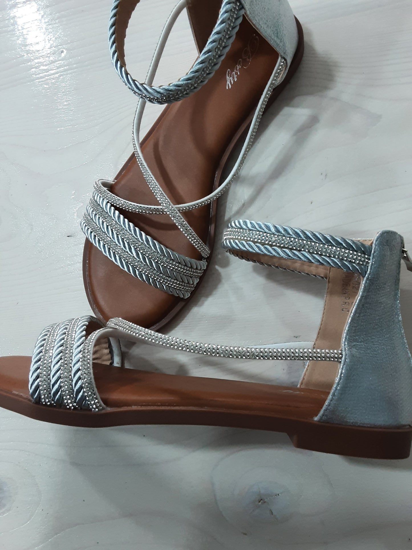 Sandali Donna Bassi Argento Eleganti Moderni con Zip dietro
