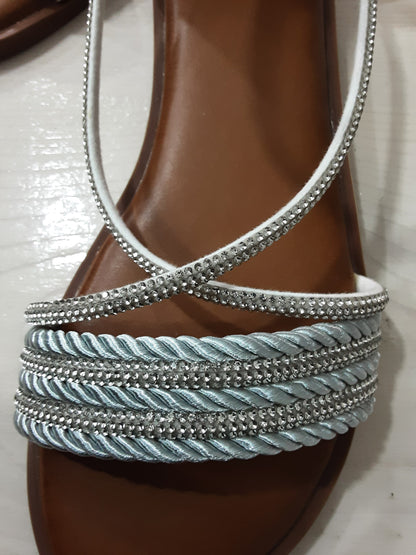 Sandali Donna Bassi Argento Eleganti Moderni con Zip dietro