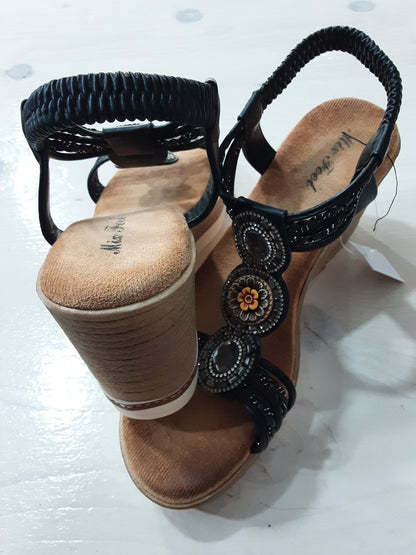 Sandali Neri Donna Con Zeppa E Pietre Eleganti