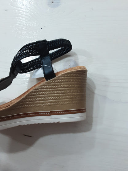Sandali Neri Donna Con Zeppa E Pietre Eleganti