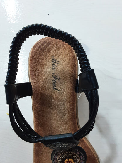 Sandali Neri Donna Con Zeppa E Pietre Eleganti