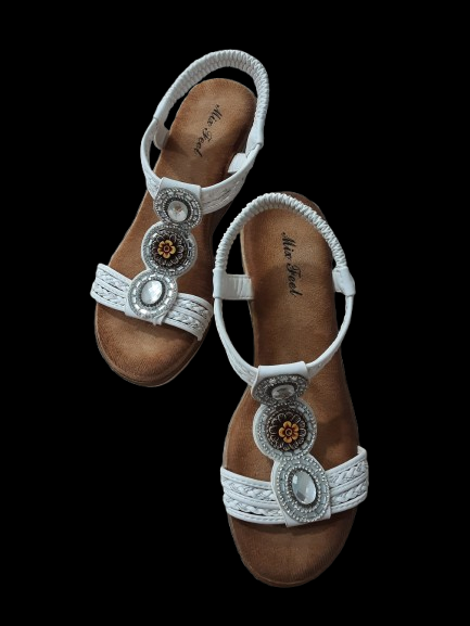 Sandali Bianchi Alti da Donna Con Zeppa E Pietre Eleganti