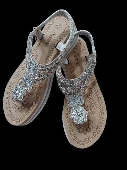 Sandali Zeppa Donna Argento con Fascia tra le Dita/Leggeri, Eleganti e Comodi